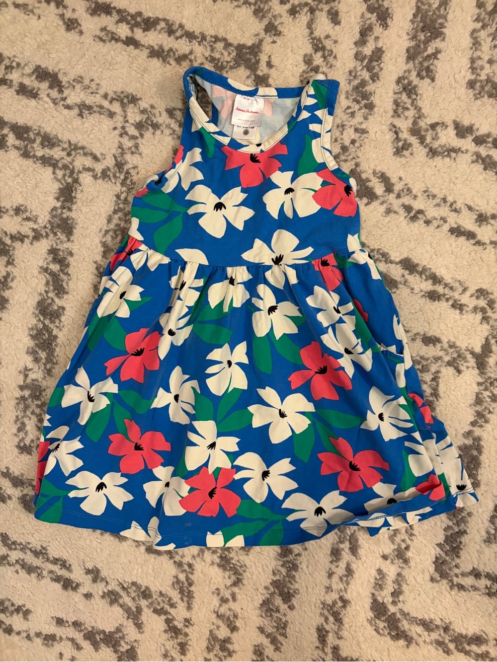 Hanna Andersson Girls Blue Floral Sleeveless Summer Dress
